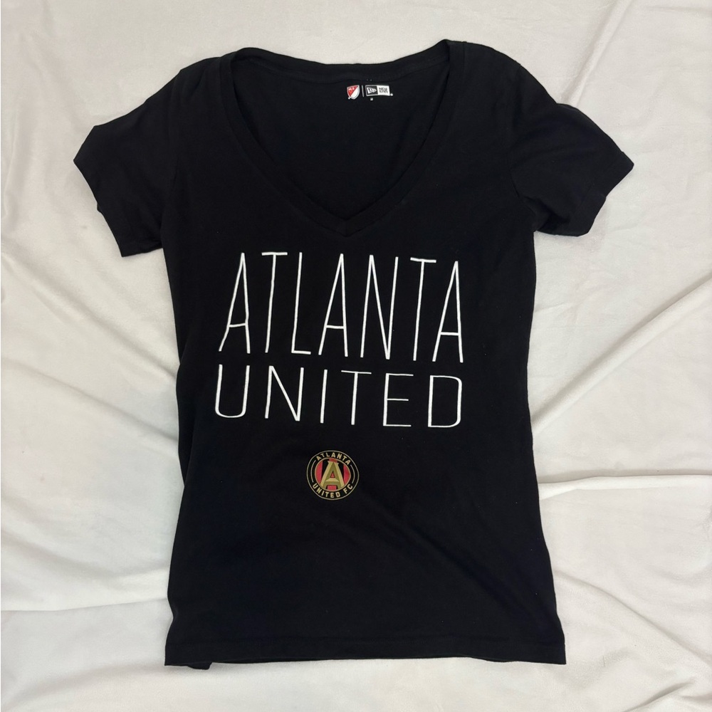 Women's Officially Licensed MLS Black V-Neck Atlanta United Soccer T Shirt